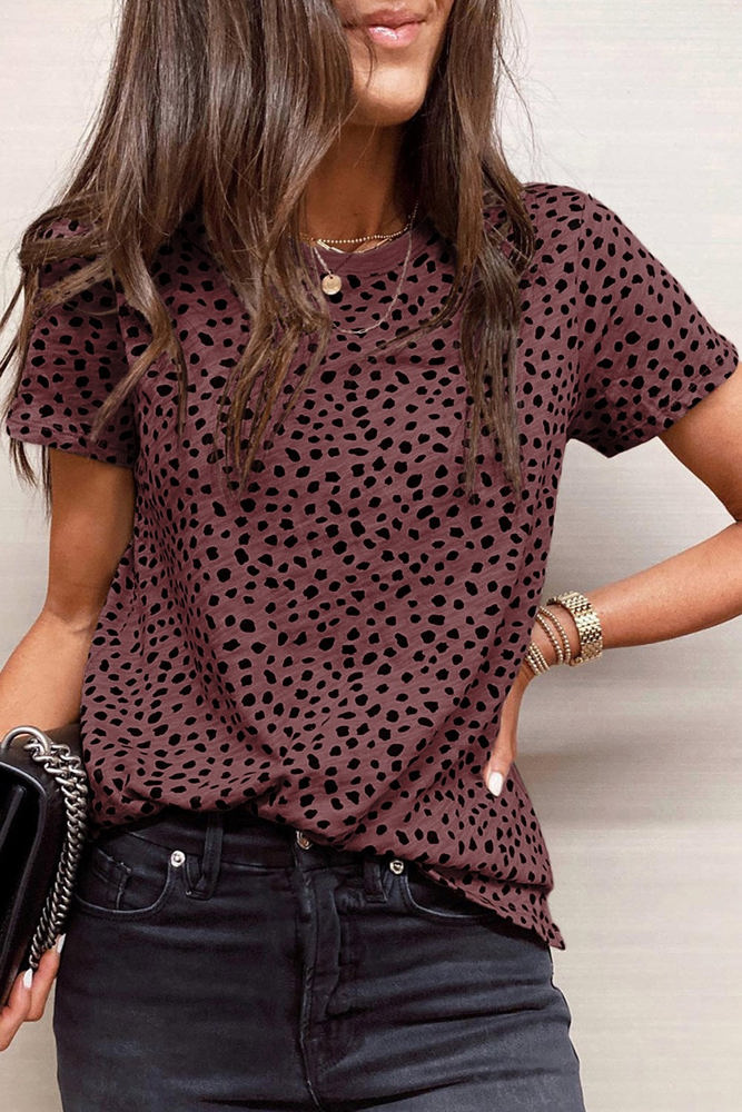 Short Sleeve Spotted Tee T Shirt Top