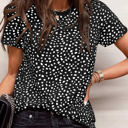 Small Black Short Sleeve Spotted Tee T Shirt Top