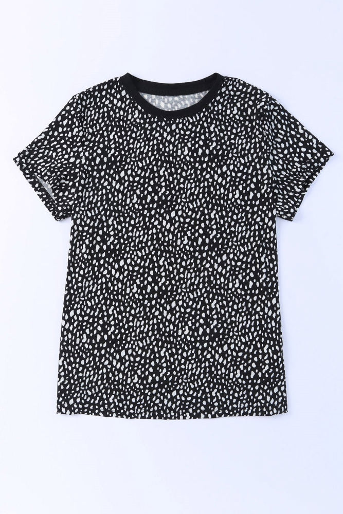 Short Sleeve Spotted Tee T Shirt Top