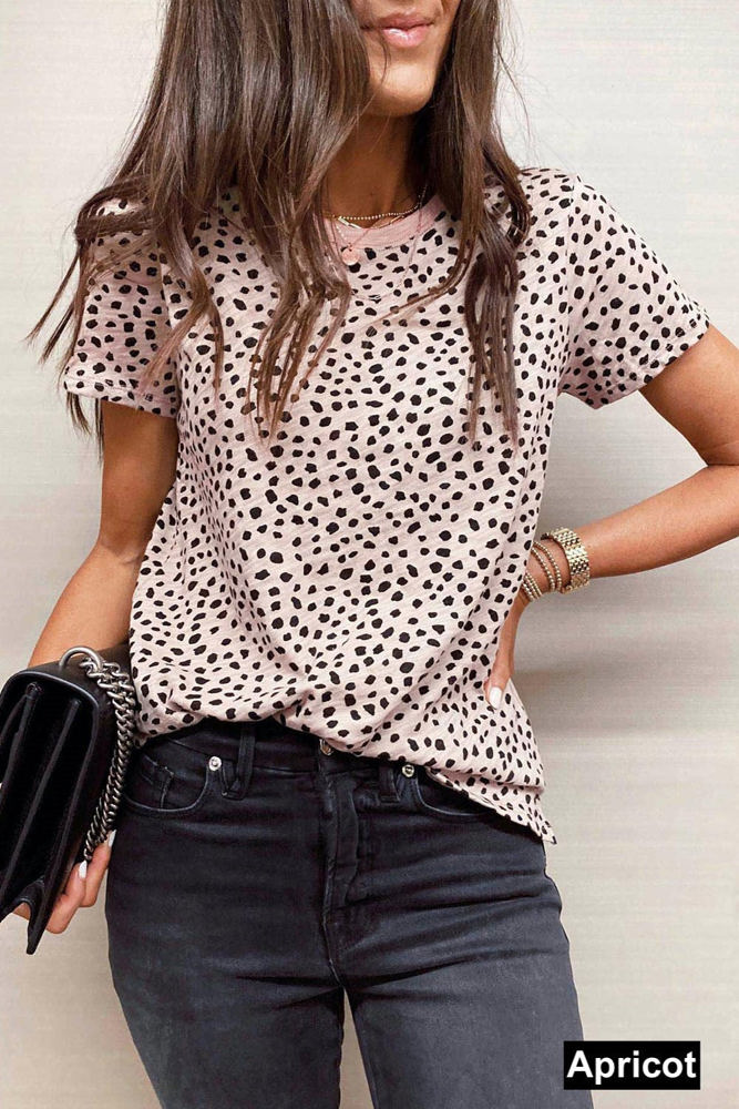 Short Sleeve Spotted Tee T Shirt Top