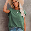 Large Green Side Slit Pocket Top