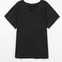  Crinkled Textured Wide Sleeve T Shirt Top