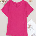 Small Pink Crinkled Textured Wide Sleeve T Shirt Top