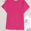 Small Pink Crinkled Textured Wide Sleeve T Shirt Top