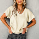 Small Apricot Crinkled Textured Wide Sleeve T Shirt Top