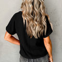 Small Black Crinkled Textured Wide Sleeve T Shirt Top