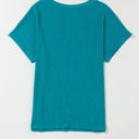 Small Blue Crinkled Textured Wide Sleeve T Shirt Top