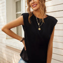 Small Black Drop Shoulder Top