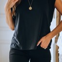 Small Black Drop Shoulder Top