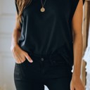 Small Black Drop Shoulder Top