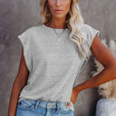 Medium Light Gray Drop Shoulder Top