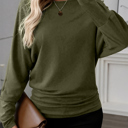  Green Extended Cuffs Long Sleeve Top