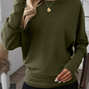  Green Extended Cuffs Long Sleeve Top