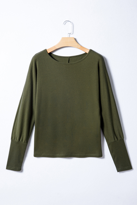 Green Extended Cuffs Long Sleeve Top