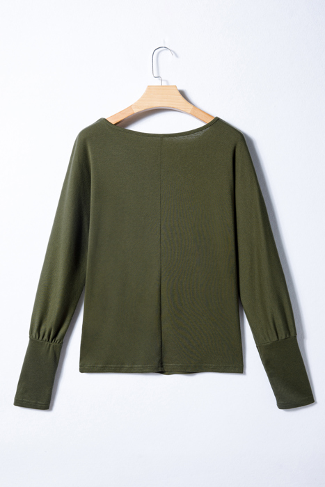Green Extended Cuffs Long Sleeve Top