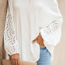  Waffle Eyelet Puff Sleeve Top