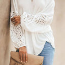  Waffle Eyelet Puff Sleeve Top