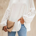 Large White Waffle Eyelet Puff Sleeve Top