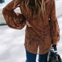 Small Brown Balloon Sleeve Lace Up Top