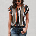 Large Black Zip Front Stripe Top