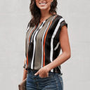 Large Black Zip Front Stripe Top