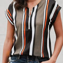 Medium Black Zip Front Stripe Top