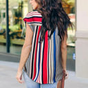 Large Red Zip Front Stripe Top