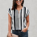 Large White Zip Front Stripe Top