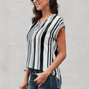 Large White Zip Front Stripe Top