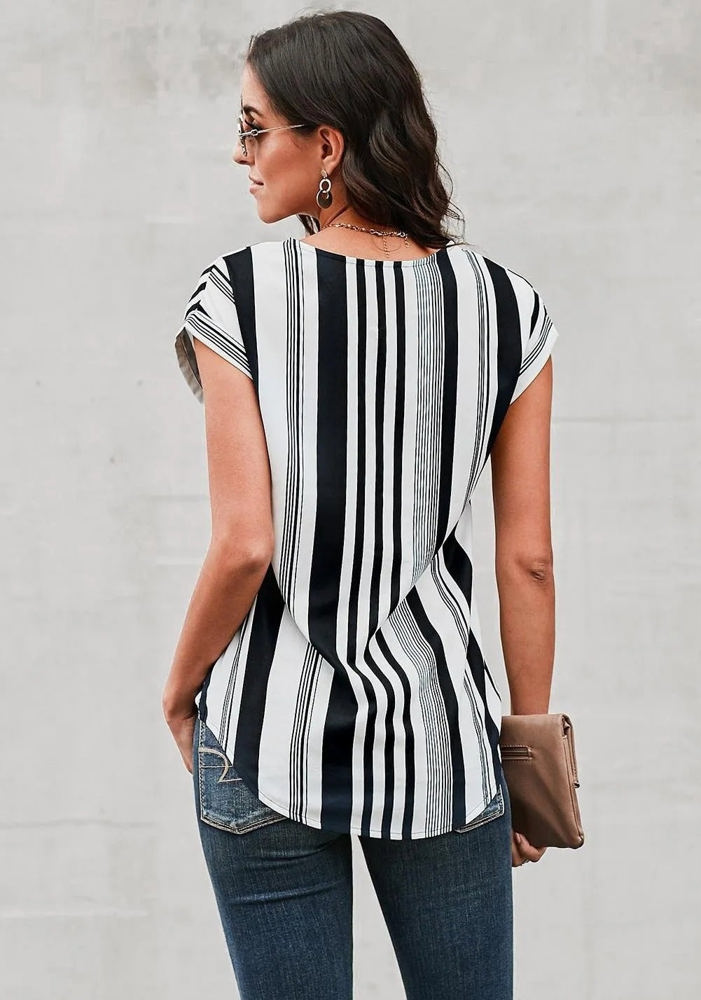 Zip Front Stripe Top