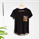 Small Black Leopard Printed Back Pocket Top