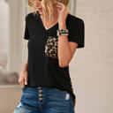 Small Black Leopard Printed Back Pocket Top