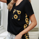 Large Black Floral Printed Back Pocket Top