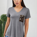 Large Gray Leopard Printed Back Pocket Top