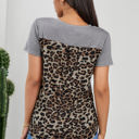 Small Gray Leopard Printed Back Pocket Top