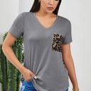 Small Gray Leopard Printed Back Pocket Top