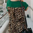 Small Green Leopard Printed Back Pocket Top