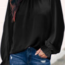  Mock Neck Long Sleeves Ruffled Top