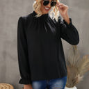  Mock Neck Long Sleeves Ruffled Top