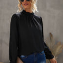  Mock Neck Long Sleeves Ruffled Top