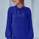  Mock Neck Long Sleeves Ruffled Top