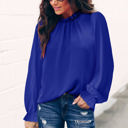  Mock Neck Long Sleeves Ruffled Top