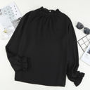 Small Black Mock Neck Long Sleeves Ruffled Top