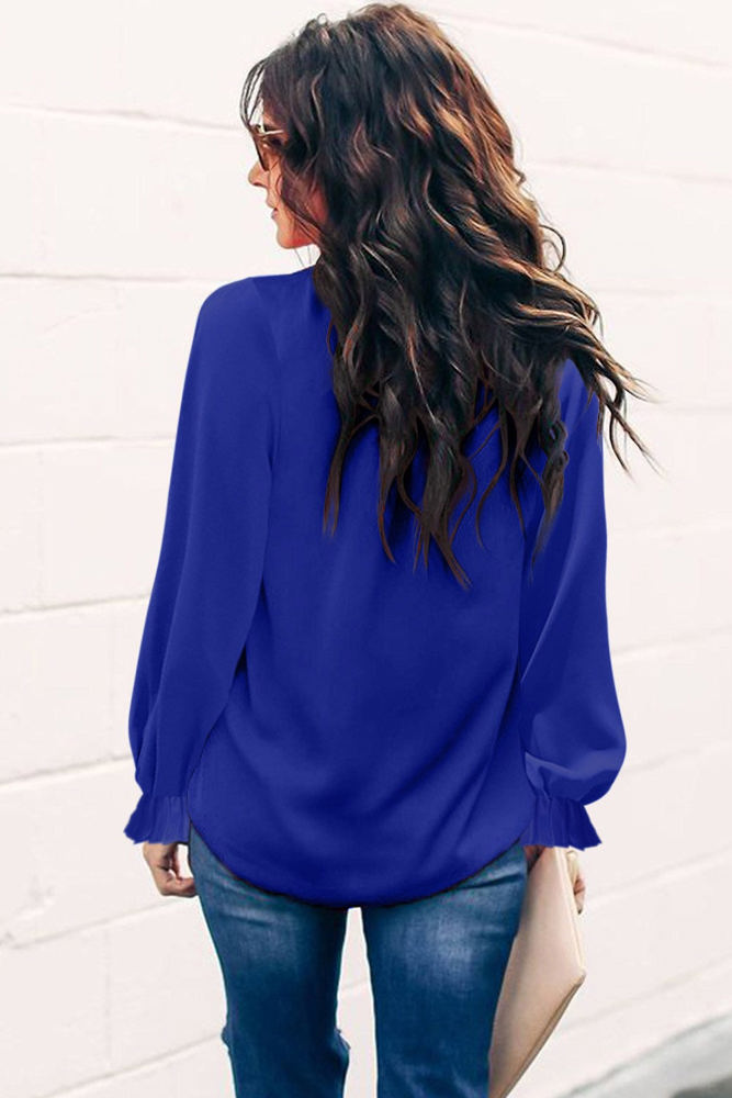 Mock Neck Long Sleeves Ruffled Top