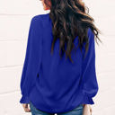 Small Blue Mock Neck Long Sleeves Ruffled Top