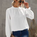 Small White Mock Neck Long Sleeves Ruffled Top