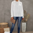 Small White Mock Neck Long Sleeves Ruffled Top