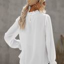 Small White Mock Neck Long Sleeves Ruffled Top