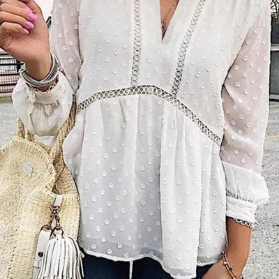 Dotted Lace Trimmed Top