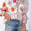 Large Mixed Floral Poppy Pocket Top